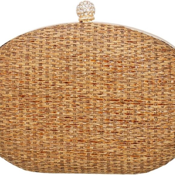Accessories - Straw Clutch Purse for Women Handwoven Wicker Evening Bag Crossbody Party